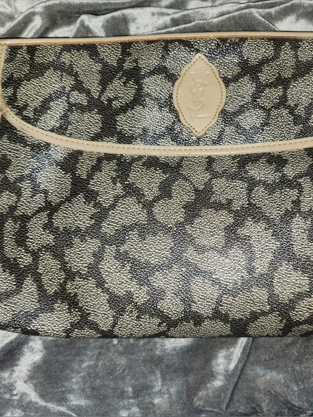 Authentic Yves Saint Laurent Brown and Beige Patterned Women's Clutch